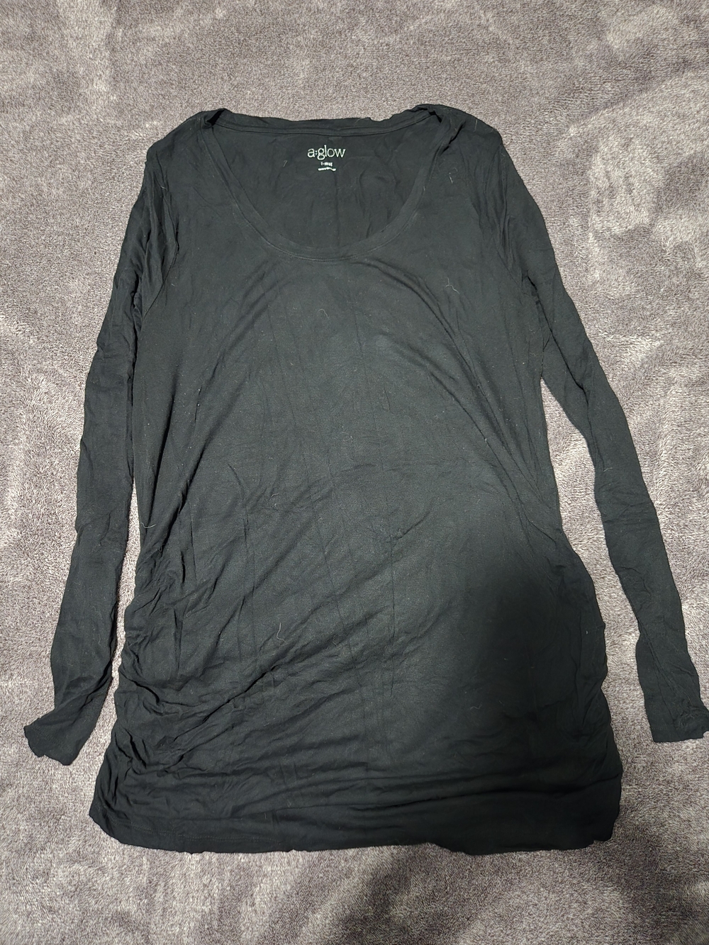 a:glow Black Long Sleeve Scoop Neck Top